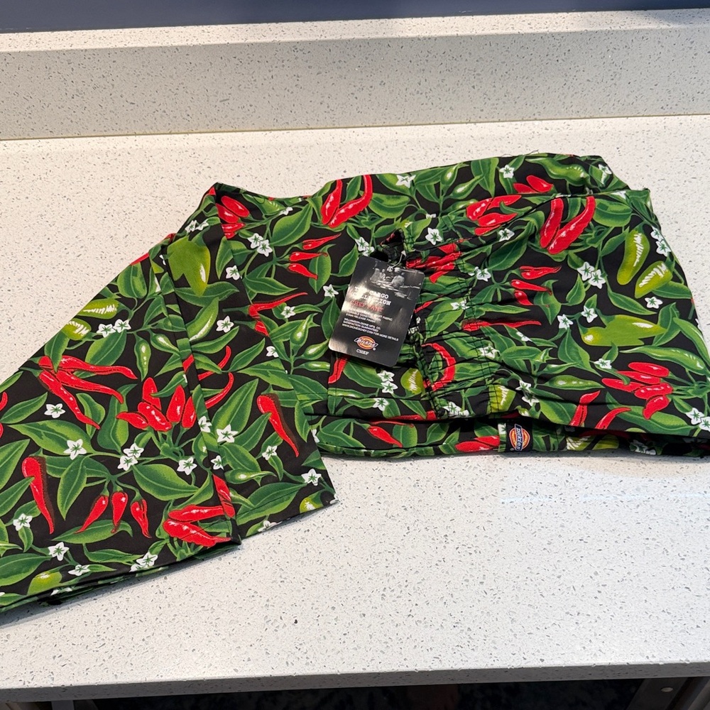 Dickies Green and Red Chili Print Pants